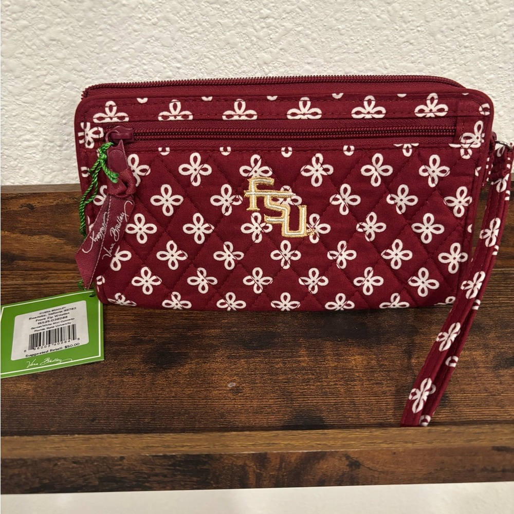 NWT Vera Bradley Collegiate Collection Front Zip Wristlet - Florida State
